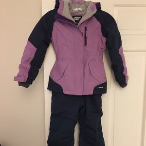 Lands’ End girls snow jacket and bib snow pants